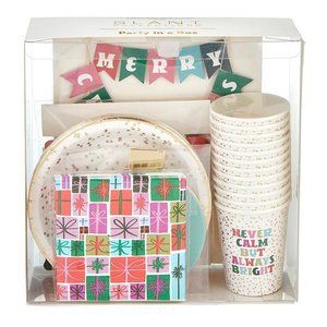 Party in a Box - Holiday Plaid - Christmas Cups Plates Napkins Topper Xmas Lot